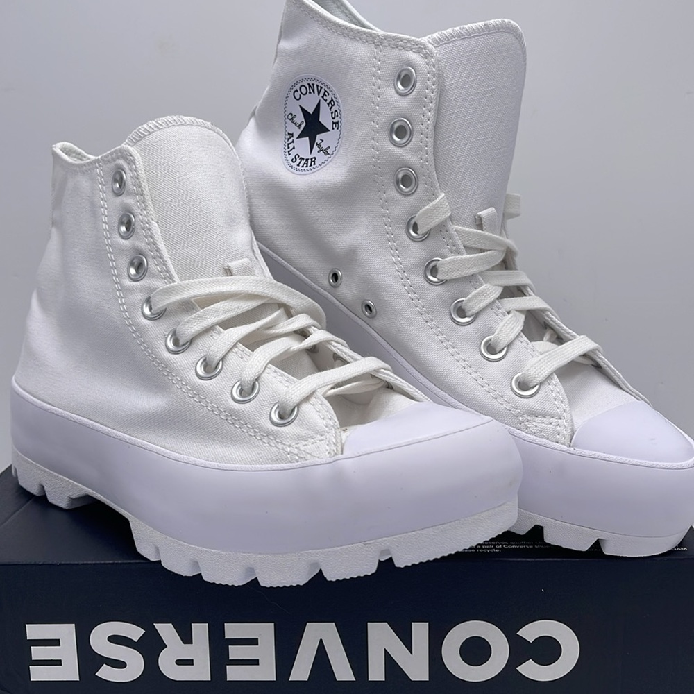 Converse WMNS CTAS LUGGED HI WHITE/BLACK/WHITE 565902C Platforms Sneakers - Picture 4 of 16